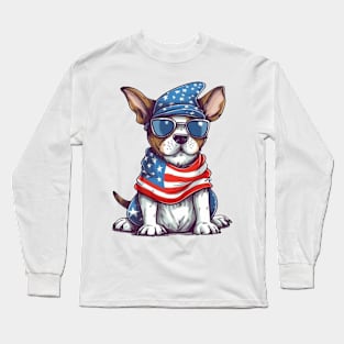 Patriotic Dog, 4th of July Design Long Sleeve T-Shirt